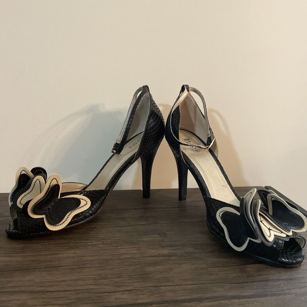 NEW Bijou By AJ Valenci Butterfly Heels Peep Toe Pumps Size 10M Party Club Y2K - Picture 5 of 11